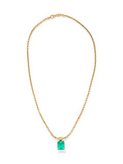 YELLOW GOLD AND EMERALD PENDANT/NECKLACE