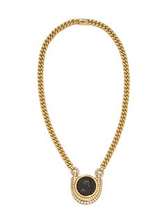 CHIMENTO, YELLOW GOLD, ANCIENT ROMAN COIN AND DIAMOND NECKLACE