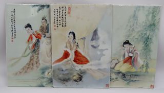 (3) Signed Chinese Porcelain Plaques.