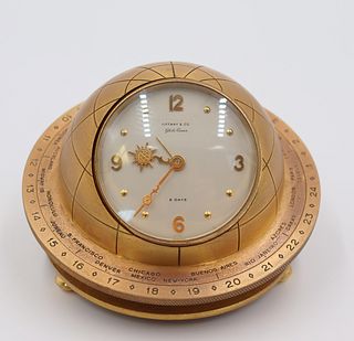 Tiffany Gilt Bronze World Time Travelling Clock.