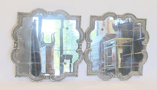 Vintage Pair of Silvergilt Wood Sectional Mirrors.