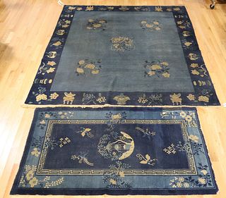 2 Antique and Finely Hand Woven Chinese Carpets