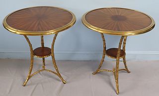 Pair Of Bagues Style Bronze Guerdon Tables.