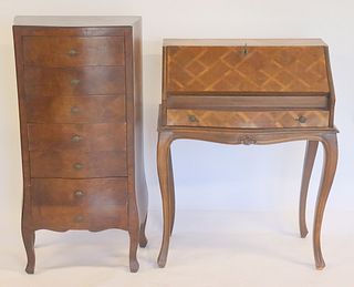 Italian Parquetry Inlaid Desk Together With A