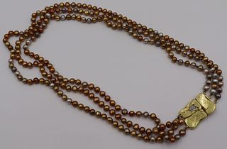 JEWELRY. 18kt Gold and Multi-strand Pearl Necklace