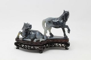Chinese Carved Hard-Stone Horses