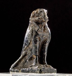 Exhibited Egyptian Steatite Amulet, Ram-Headed Falcon