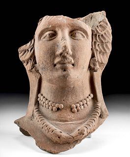Impressive Greek Hellenistic Terracotta Bust of Female