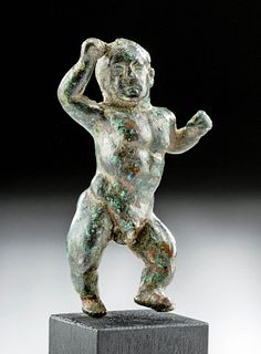 Greco-Roman Bronze Prancing Dwarf Figure