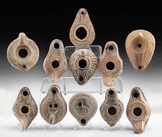 11 Eastern Roman Pottery Oil Lamps