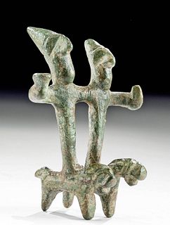 Miniature Dagestan Bronze Idol, 2 Figures, 2 Lions