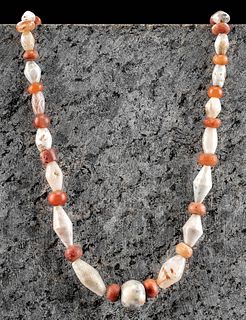 Necklace w/ Bactrian Carnelian, Agate, Quartzite Beads