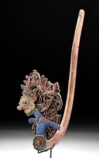 20th C. Balinese Painted Wood Finial - Mythical Bird