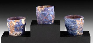 3 Petite Chavin Lapis Lazuli Drug Mortars