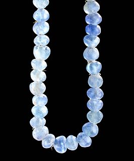 19th C. African Trade Beads Strand /Necklace Blue Glass