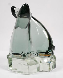 ANGELO SEGUSO Murano Art Glass Bear Sculpture