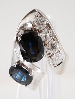 14K Ladies White Gold SAPPHIRE & DIAMOND Ring