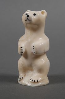 Vintage Eskimo Inuit Carved Ivory Polar Bear