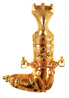 21K Gold Arabic Asian Jambiya Dagger Pendant