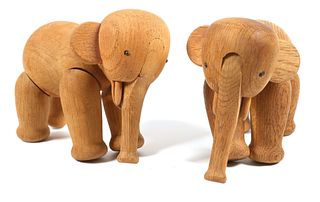 (2) Vintage KAY BOJESEN Toy Wood Elephant