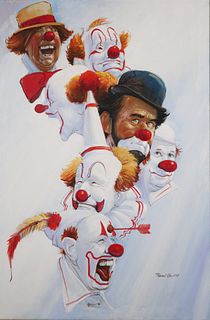 ROBERT OWEN, 7 Faces of a Clown, Oil on Canvas