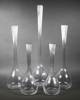 (5) DAUM Art Glass Long Neck Vase