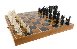 CHINESE CARVED IVORY Chess Set