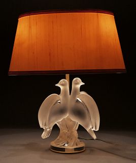 Lalique Crystal ARIANA Double Dove French Lamp
