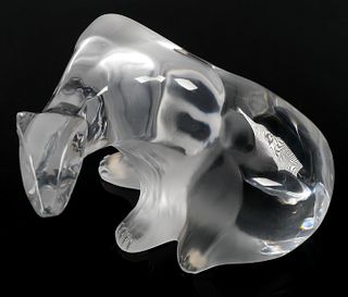 LALIQUE Crystal Polar Bear Sculpture