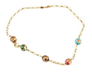 14K Yellow Gold Murano Bead Necklace
