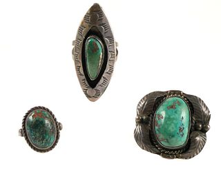 (3) NAVAJO Sterling Turquoise Rings