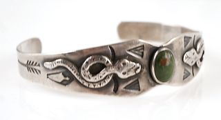 NAVAJO Sterling Turquoise Snake Bracelet