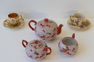 Japanese Kutani T Set Together With 2 Cups