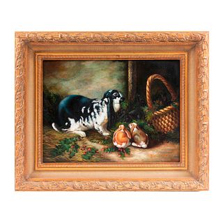 W. Whiteman. Conejos. Firmado óleo sobre tela. Enmarcada. 43 x 58 cm