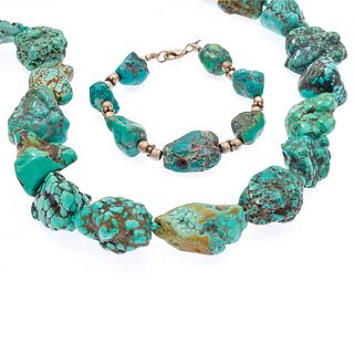 Tumbled Turquoise Necklace and Bracelet