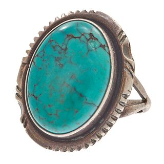 W. Johnson Navajo Turquoise, Sterling Silver Ring