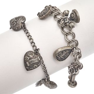 Collection of Two Sterling Silver Themed Charm Bracelets
