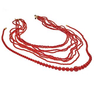 Collection of Two Red Coral Necklaces