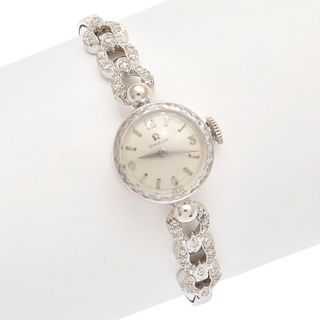 Ladies Omega Diamond, 14k White Gold Wristwatch