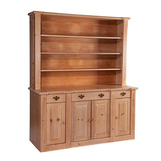 Neoclassical Style Pine Hutch Cabinet