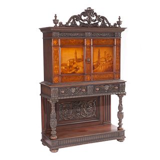 Renaissance Revival inlaid Cabinet on Stand