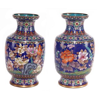 Pair of Cloisonne Enamel Vases, 20th Century