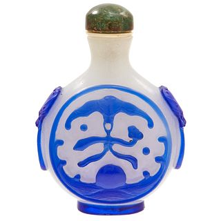 Blue Overlay Glass Snuff Bottle, 19th Century