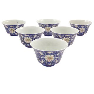 Six Famille Rose Tea Cups, Guangxu Marks