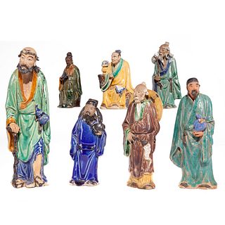 Seven Glazed Clay Figurines, Republic Period 