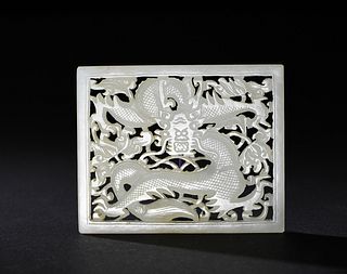 Chinese Jade Dragon Plaque, Ming