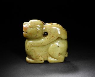 Chinese Yellow Jade Carved Beast, Ming or Earlier
