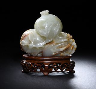 Chinese White Jade Fruit Carving, 17/18th Century