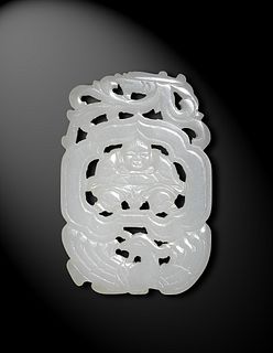 Chinese White Jade Cut-Out Plaque, 18th Century