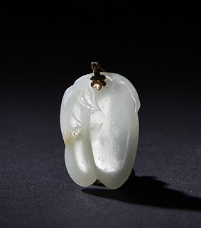 Chinese White Jade Carving of Fruit, 19th Century